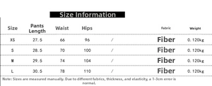 Detailed size chart for polka dot shorts showing length, waist, and hip measurements