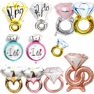 Diamond Ring Aluminum Foil Balloon Romantic Wedding Proposal Party Decoration Metallic Finish I Do Bridal Shower Decor