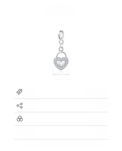 Macro shot of 925 sterling silver heart lock pendant with micro-set cubic zirconia