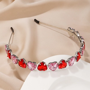 Fashion Heart Shaped Rhinestone Headband For Women Luxury Colorful Crystal Alloy Hair Hoop Elegant Headpiece Accessory