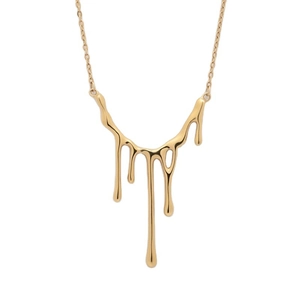 925 Sterling Silver Pendant Necklace Liquid Lava Drip Design Flowing Water Drop Polished Minimalist Punk Sweater Chain For Women