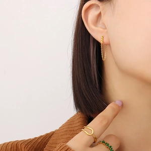 Tassel Chain Earrings Stainless Steel 18K Gold Plated Minimalist Geometric Drop Dangle Long Jewelry For Women