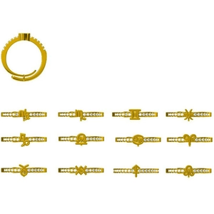 Adjustable 18K gold plated 12 zodiac rings set with sparkling pave zircon accents