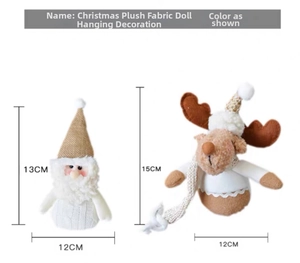Detailed size specifications for Santa and Reindeer plush holiday ornaments