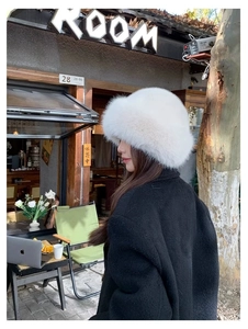 Macro detail of white faux fur bucket hat material texture for winter outdoor outfit
