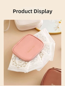 Pink waterproof PU leather sanitary pad organizer with gold Sunny Girl logo detail
