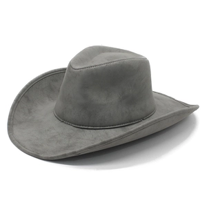 Classic dark gray cowboy hat with wide brim and curved edge for men and women