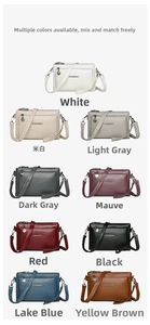 Detailed grid showing 9 color options for the multi-layer soft leather crossbody bag