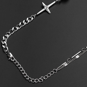 Cross pendant titanium steel necklace with reflective pearls and CZ crystal charms