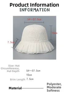 Detaillierte Größenangaben für den Lolita-Strickhut mit Spitzenrüschen aus Polyester