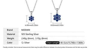 925 Sterling Silver necklace with octagonal blue gemstone pendant in 6mm and 8mm sizes