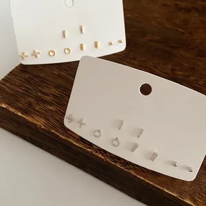 Geometric Stud Earrings Zircon Copper Minimalist Luxury Jewelry For Women With Silver Earring Post