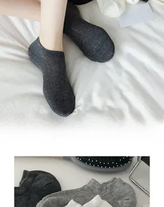 Detail of breathable low-cut boat socks with vertical knit pattern and cotton fabric