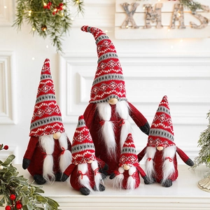 Lot de 5 gnomes de Noël en peluche avec bonnets tricotés et barbes pour décoration festive
