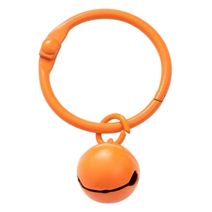 Vibrant orange metal bell keychain accessory with glossy finish for bags and cars