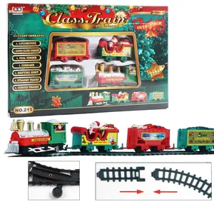 Christmas Electric Train Track Toy Battery Operated Holiday Decor Santa Claus Sleigh Plastic Children Kids Gift
