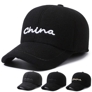 Men Winter Baseball Cap Woolen Warm Hat With Ear Flaps Windproof Adjustable Embroidery Casual Outdoor Headwear