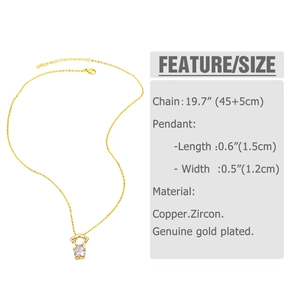Detailed view of girl silhouette pendant with heart zircon in genuine gold plated copper