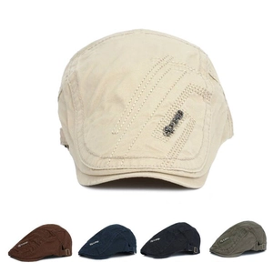 Men's Ivy Cap 100% Cotton Retro Vintage Flat Cap Adjustable Cabbie Hat Sports Metal Tag Lightweight Breathable