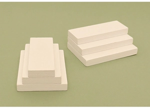 Miniature wooden step blocks for dollhouse decoration and jewelry display in off-white
