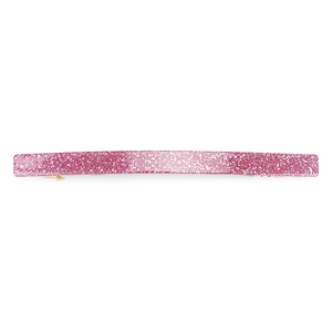 Pink glitter acrylic spring hair clip with shimmering geometric rectangular design
