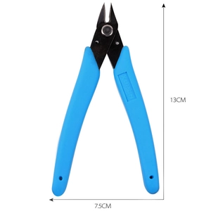 Blue 13cm stainless steel nail rhinestone nipper with anti-slip handle and black metal jaw