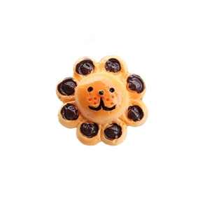 Resin sunflower miniature with cute lion face for DIY crafts and dollhouse decoration