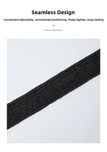 Close-up of black braided elastic belt showing textured woven pattern and hole-free design