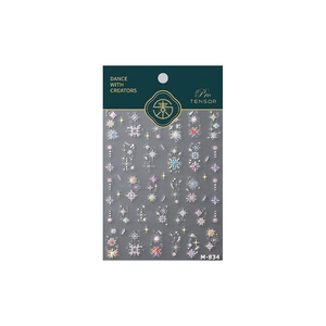 Matte gold frost nail stickers M-834 featuring laser snowflake and star designs