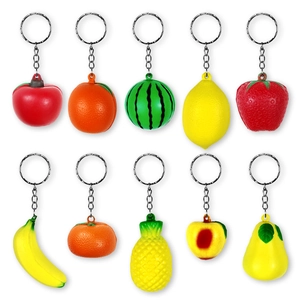 Mini Simulation Fruit Vegetable Keychain Pendants Cute PU Foam Squishy Toys Stress Relief Soft Squeeze Hand Decor