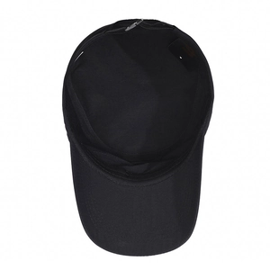 Quick-dry black flat top military cap with adjustable strap for outdoor sun protection