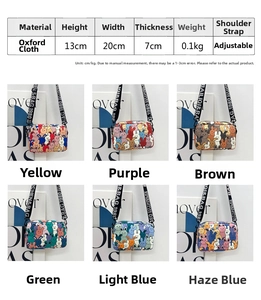 Oxford fabric mini crossbody bag size chart and multi-color options with cute rabbit prints