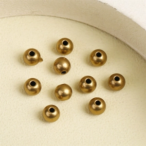 Antique brass spacer beads for DIY jewelry making, round metal beads in vintage bronze