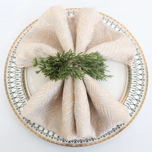 Mini Christmas candle ring napkin holder with pine cones and green PE soft needles