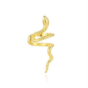 Macro detail of golden snake ring featuring realistic scales and sleek wrapping design