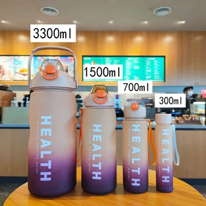 Detailed comparison of four gradient fitness water bottles in sizes 3300ml to 300ml