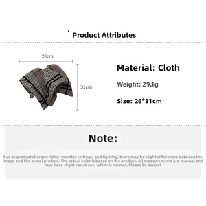 Detail showing cloth texture, size 26x31cm and 29.1g weight for the plaid hair tie