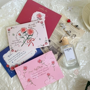 Cartes de vœux 3D à l'aquarelle avec roses et enveloppes aux motifs floraux rétro
