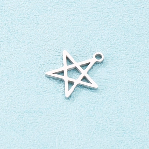 Close-up of a silver 16mm hollow star pendant for DIY jewelry making and accessories