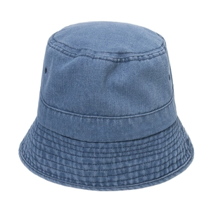 Classic blue washed denim bucket hat with multi-row stitching and a breathable design