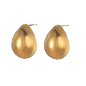 Minimalist 18K gold-plated stainless steel teardrop stud earrings with a matte finish