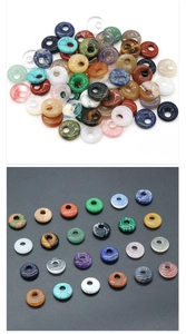 Variety of natural gemstone donut charms in multiple colors for jewelry making