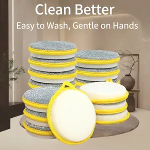 Double Sided Kitchen Dish Scouring Pad Sponge Steel Wire Mesh Pot Cleaning Cloth With Hanging Loop Heavy Duty