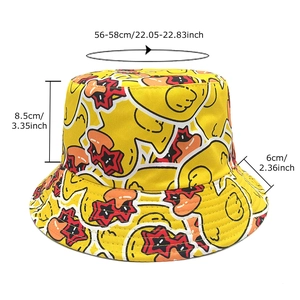 Chapeau bob jaune avec imprimé canard et spécifications de taille 56-58cm pour le soleil
