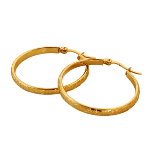 18K gold plated stainless steel hoop earrings with textured dragon scale relief design