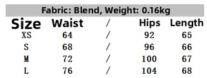 Detailed size chart for lace patchwork irregular skirt showing waist and hip measurements