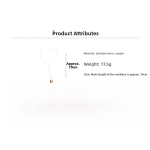Detail view of 79cm spotted stone drop pendant necklace with dual teardrop gemstones