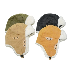 Winter aviator trapper hat with thick fleece lining in four classic earthy colors