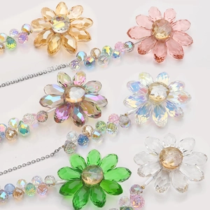 Set of five crystal sunflower suncatchers in various colors for garden window decor