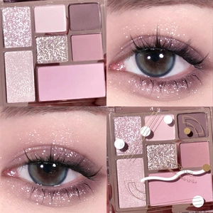 Professionelle 7-Farben-Lidschattenpalette mit rosa-violetten Matt- und Glitzertönen